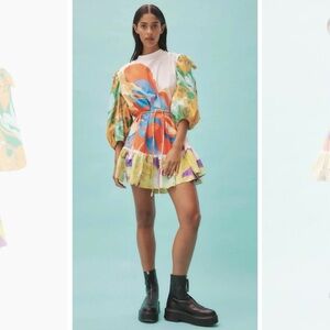 Alemais Luca Dress Balloon Sleeves Vibrant Colors Artsy Lagenlook Designer Boho